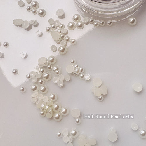 Half-Round Pearls Mix 2mm 3mm Natural