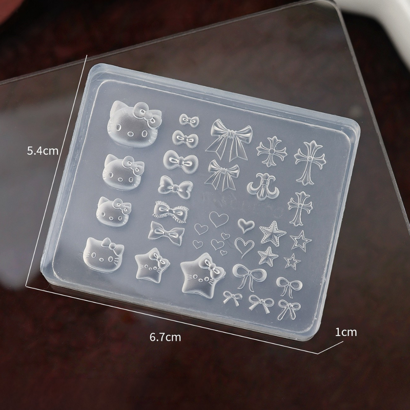3D Bow & Kitty Silicone Nail Mold