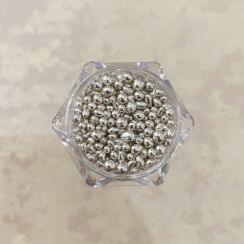 3D Silver Pebble Beads