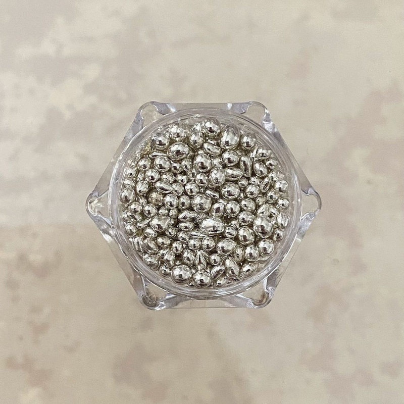 3D Silver Pebble Beads
