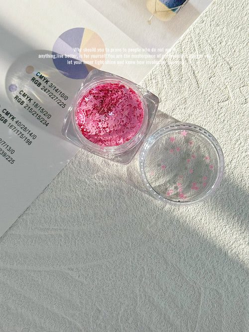 Pink Matte Star - Mixed Size Nail Confetti