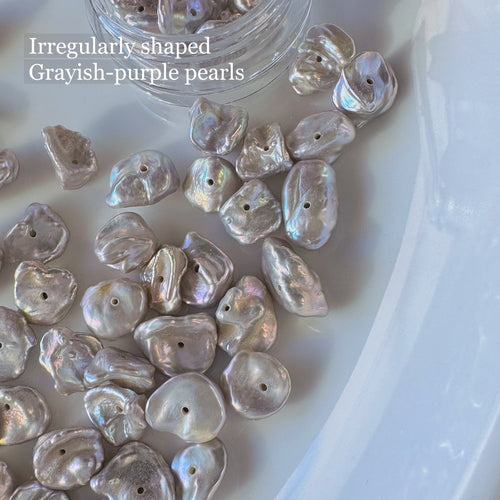 Irregularly Shaped Grayish-Purple Pearls 8pcs
