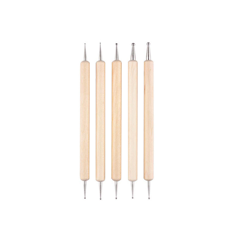 Wooden Nail Dotting Tool Set (5 pcs)